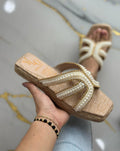 Sofía Taupe – Cuña Espadrille Tiras Cruzadas