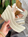Camila Champagne – Cuña Espadrille con Nudo