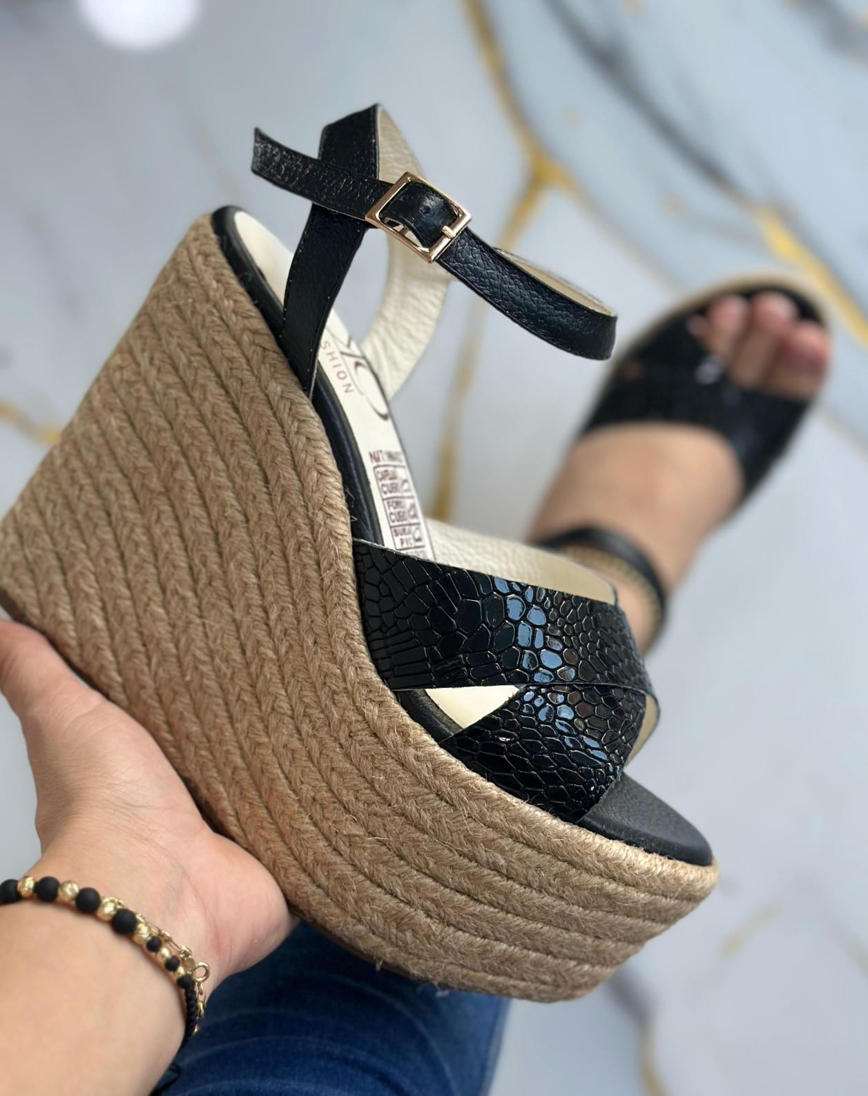 Isabella Yute – Cuña Espadrille Yute y Cuero Vacuno