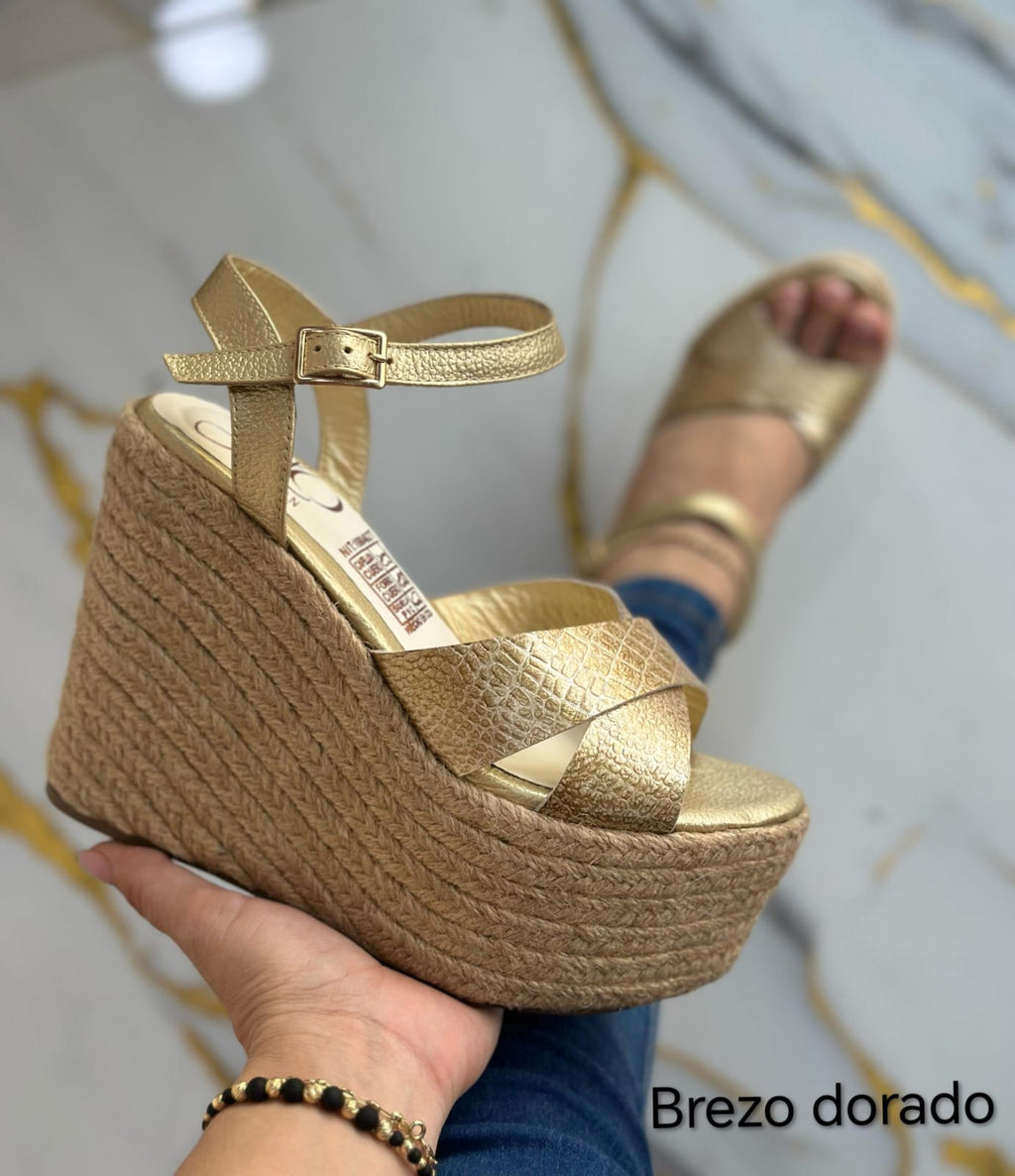 Isabella Yute – Cuña Espadrille Yute y Cuero Vacuno